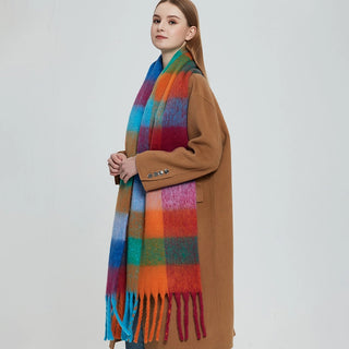 Chunky Plaid Scarf Rainbow