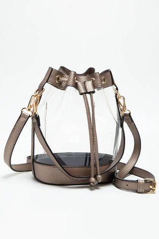 Clear Crossbody Stadium Bucket Bag | White
