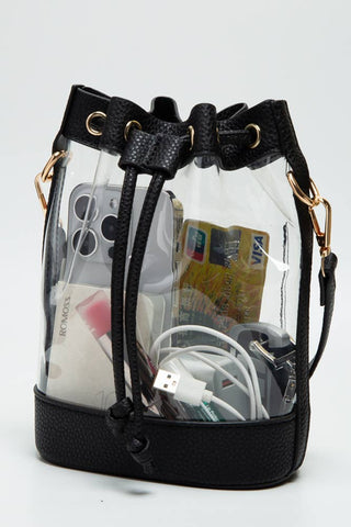 Clear Crossbody Stadium Bucket Bag | Red
