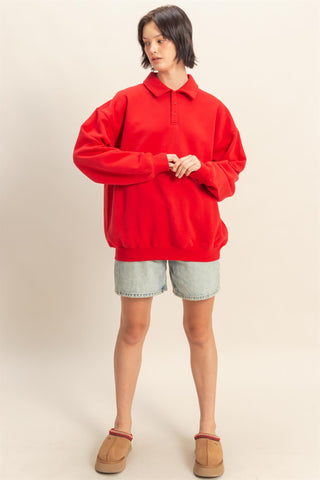 Ariana Oversized Polo Pullover Red [Door Buster]