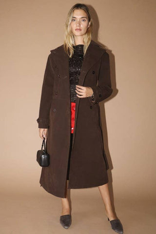 Christy Suede Long Coat Chocolate