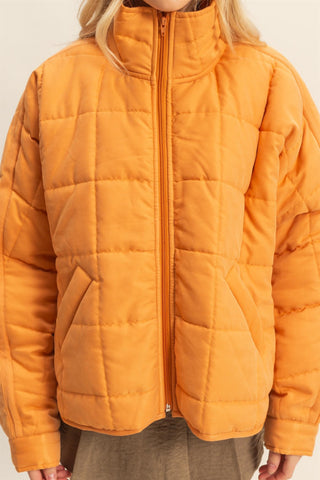 Arlen Cute Quilted Puffer Jacket Orange  [Door Buster]