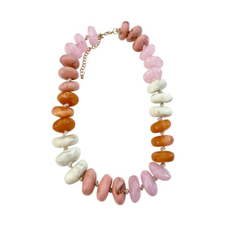 Gemelli | Delray Chunky Beaded Necklace - Pink/Orange Mix