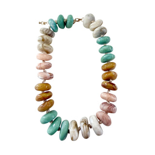 Gemelli | Delray Chunky Beaded Necklace - Tan Mint
