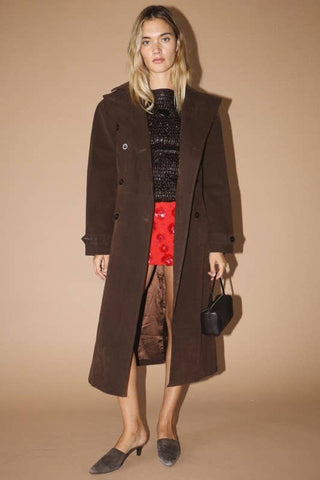 Christy Suede Long Coat Chocolate