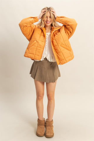 Arlen Cute Quilted Puffer Jacket Orange  [Door Buster]