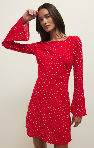 Z Supply | Campbell Dot Crepe Mini Dress Kiss Me Red