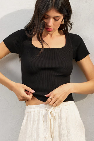 Dress Forum | Genai Light Knit Square Top Black