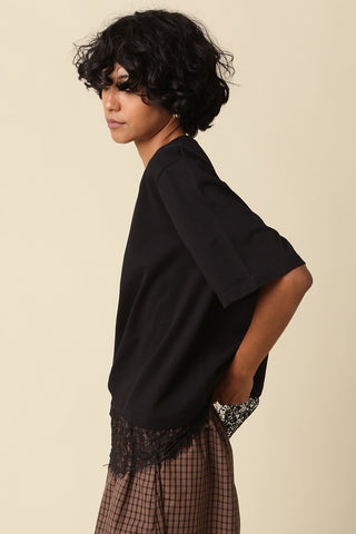 Olivaceous | Jade Lace Trim Top Black