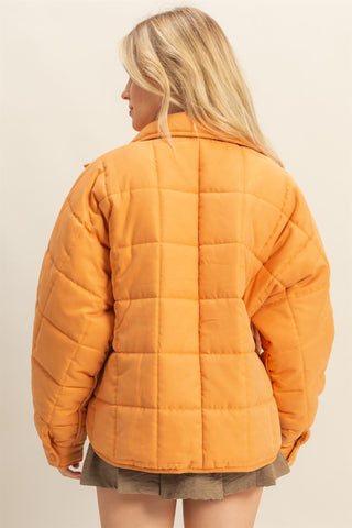 Arlen Cute Quilted Puffer Jacket Orange  [Door Buster]