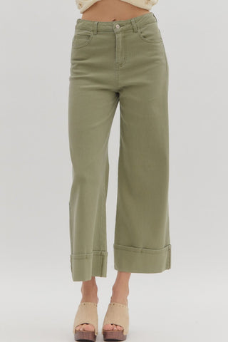 Entro | Galis Solid Ankle Jeans Olive