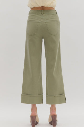 Entro | Galis Solid Ankle Jeans Olive