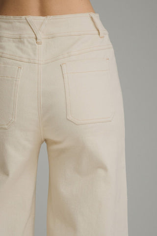 Logan Relaxed Cropped Pants Ecru