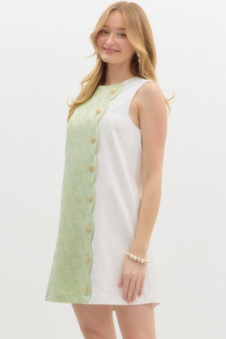 Entro | Zafrina Floral Jacquard Dress Apple Green