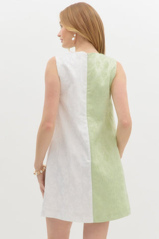 Entro | Zafrina Floral Jacquard Dress Apple Green