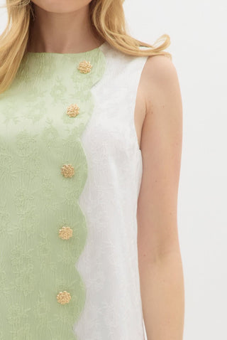 Entro | Zafrina Floral Jacquard Dress Apple Green
