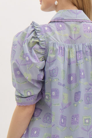 Entro | Quinella Floral Ruffle Hem Dress Lavender