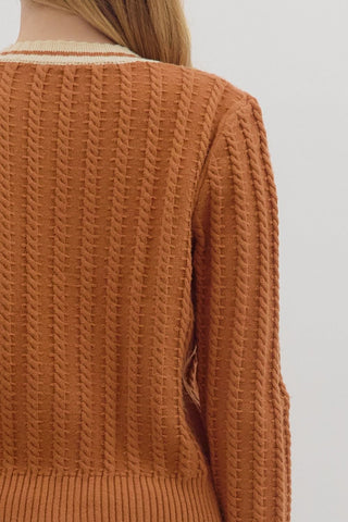 Entro | Lorai Solid Long Sleeve Cardigan Brown