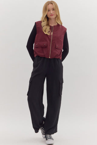 Entro | Vivvy Sleeveless Zip-up Vest Garnet