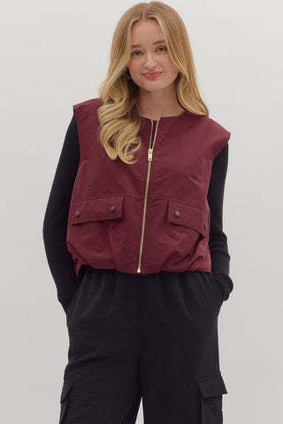 Entro | Vivvy Sleeveless Zip-up Vest Garnet