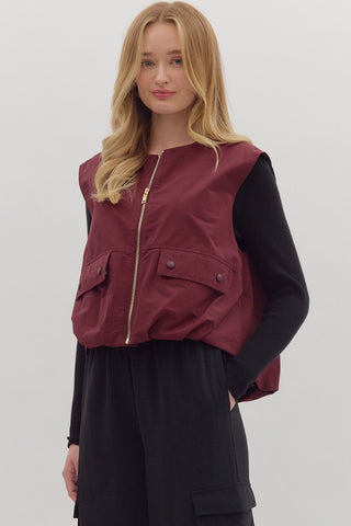 Entro | Vivvy Sleeveless Zip-up Vest Garnet