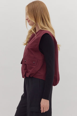 Entro | Vivvy Sleeveless Zip-up Vest Garnet