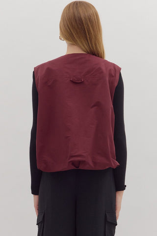 Entro | Vivvy Sleeveless Zip-up Vest Garnet