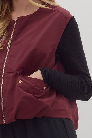 Entro | Vivvy Sleeveless Zip-up Vest Garnet