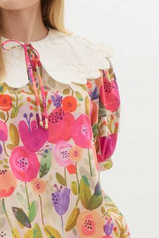 Entro | Ulyana Mini Floral Applique Top Berry