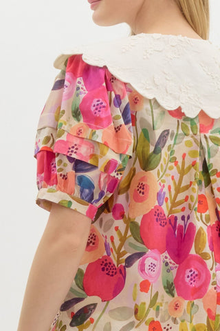 Entro | Ulyana Mini Floral Applique Top Berry