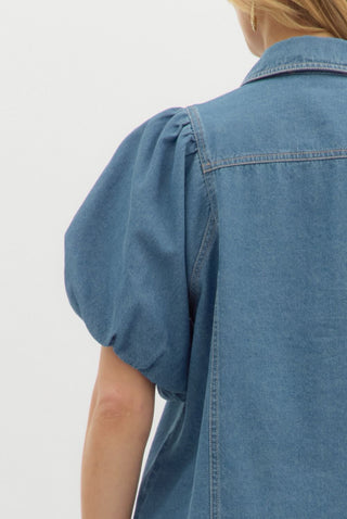 Entro | Delsea Short Bubble Sleeves Top Denim