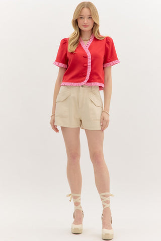 Entro | Aluna Short Sleeve Top Red