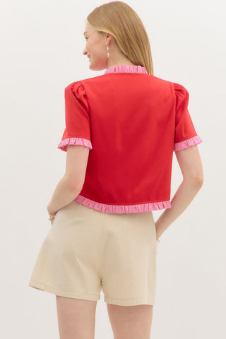 Entro | Aluna Short Sleeve Top Red