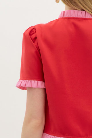 Entro | Aluna Short Sleeve Top Red