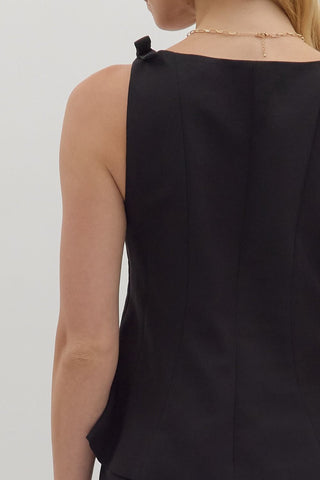 Entro | Devon Bow Shoulder Top Black