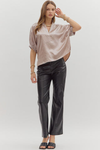 Entro | Metallic V-Neck Dolman Top Champagne