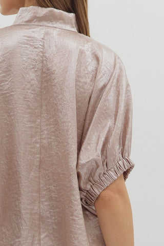 Entro | Metallic V-Neck Dolman Top Champagne