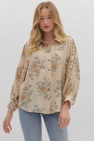 Entro | Ivy Floral Button Blouse Ecru