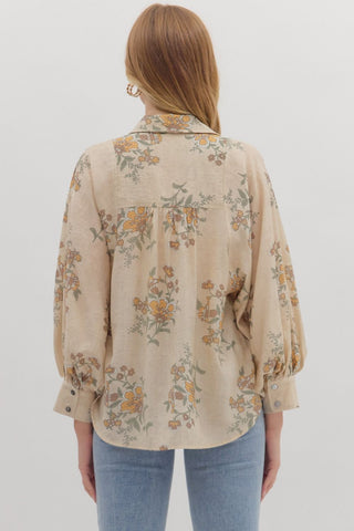 Entro | Ivy Floral Button Blouse Ecru