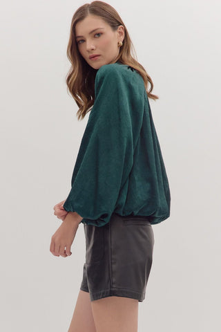 Entro | Meyra Pleated Balloon Top H Green