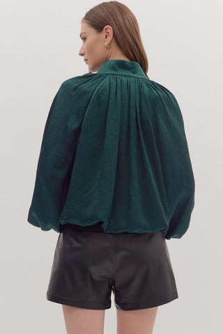 Entro | Meyra Pleated Balloon Top H Green