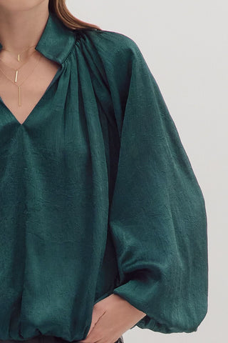 Entro | Meyra Pleated Balloon Top H Green
