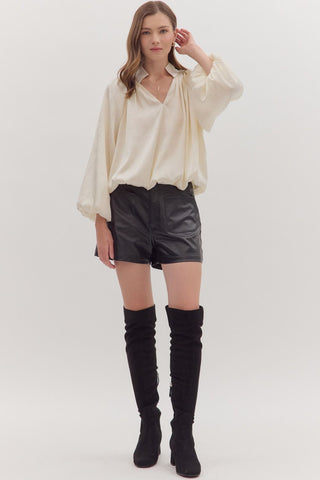 Entro | Meyra Pleated Balloon Top Cream