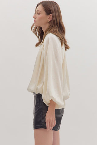 Entro | Meyra Pleated Balloon Top Cream