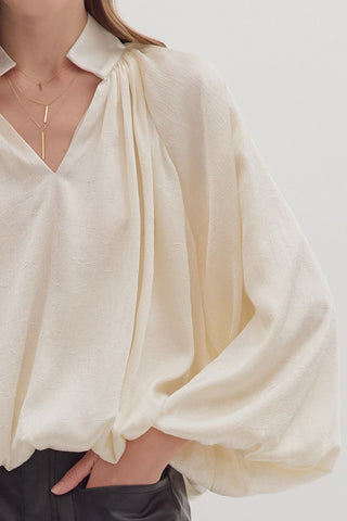 Entro | Meyra Pleated Balloon Top Cream
