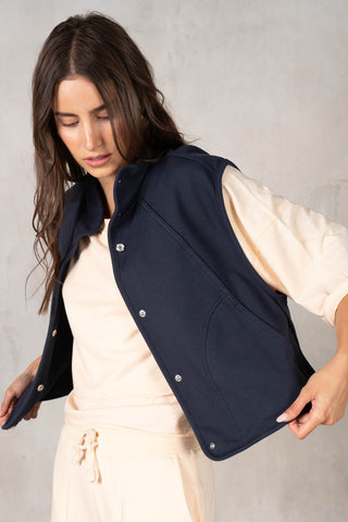 Lalamia | Ira Cotton Loop Terry Vest Navy
