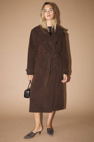 Christy Suede Long Coat Chocolate