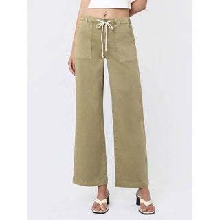 Vervet | Juniper High Rise Elastic Drawstring WB Baggy Wide Jeans
