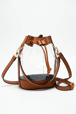 Clear Crossbody Stadium Bucket Bag | White