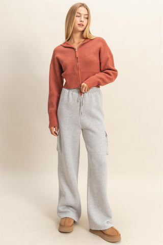 HYFVE | Verity Front Zip Collared Cardigan Rust